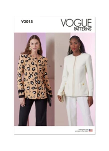 Vogue Patterns V2015 Misses’ Semi-Fitted Collarless Jackets With Shoulder Pads - Picture 1 of 7