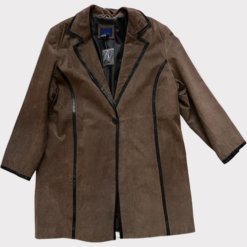 VETEMENTS Giacca in vera pelle scamosciata nuova con etichette rara Lane Bryant Venezia taglia 18 20w