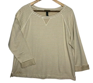 Lauren Jeans Co Ralph Lauren Womens Top Round Neck Size XL Striped 3/4 Sleeves - Picture 1 of 8