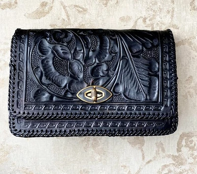 复古手工工具黑色皮革手拿包 钱包 装饰时代 ~ 全新鞭打 — 第 1/4 张图片