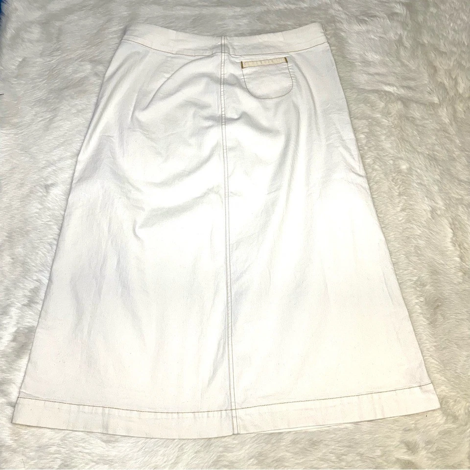 Falda midi Eileen Fisher algodón crema con detalle de bolsillo delantero talla mediana Foto 1 de 4
