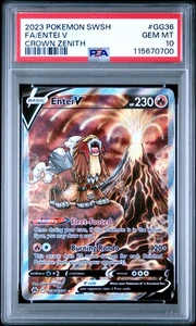 2023 POKEMON SWORD & SHIELD CROWN ZENITH #GG36 FULL ART/ENTEI V PSA 10 - Picture 1 of 2