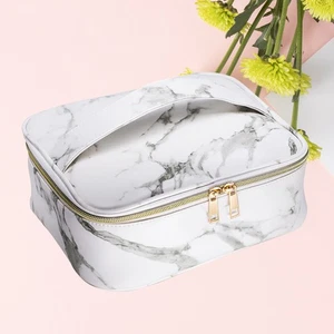 Bolsa de maquillaje cosmético multifunción portátil con patrón de mármol - Imagen 1 de 12