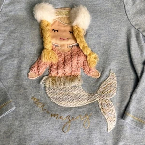 Mud Pie Mermaid Applique Top Long Sleeve Shirt Girl's Small 12-18M - Picture 1 of 8
