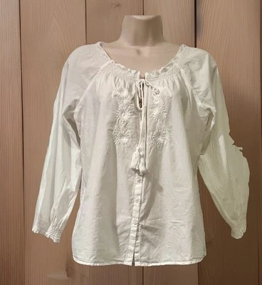 Carribean Joe Bordado Boho Gasa Fluido Mujer PM Blanco Hada Costera Playa Foto 1 de 4