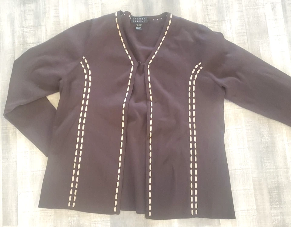 Spenser Jeremy Cardigan Large Womens Sweater Brown Dark Wine color Peasant - Image 1 of 4