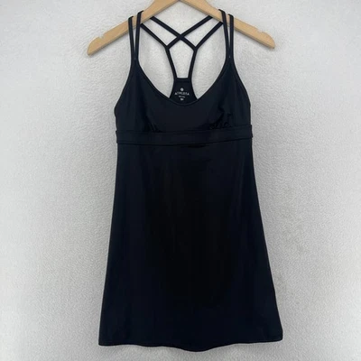 ATHLETA Dress PS Petite Coastline Swim Strappy Racerback Shelf Bra Black - Image 1 of 4