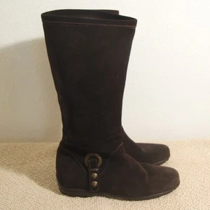 LUZZY Italy Suede Boots Brown NEW Soft BOHO Low Pull On IT 39 US 9 - Picture 1 of 7