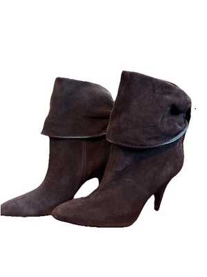 $250 VIA SPIGA Botas Marrón Gamuza Cuero Diseñador Cremallera Plegable 9-L 9.5-R Nuevas Foto 1 de 4