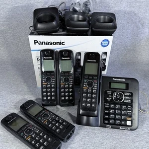 Panasonic KX-TG6641/KX-TGA660 Cordless Home Phone System w/ 5 Phones and Bases - Zdjęcie 1 z 8