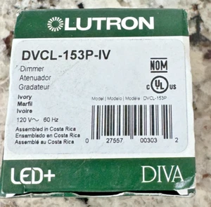 Lutron Diva LED+ Dimmschalter, 150 Watt/einpolig oder 3-fach elfenbein, DVCL-153P-IV - Bild 1 von 1