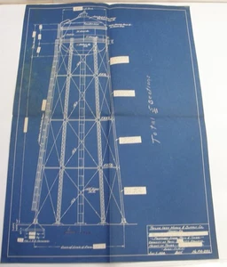 VINTAGE 1938 BAUPLAN DIAGRAMM VORGESCHLAGEN WASSERTURM LAURINBURG NORD CAROLINA - Bild 1 von 21