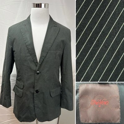 Tre Vero Men's M Black Pinstripe 2-Button 100% Cotton Blazer Jacket Sport Coat - Image 1 of 4