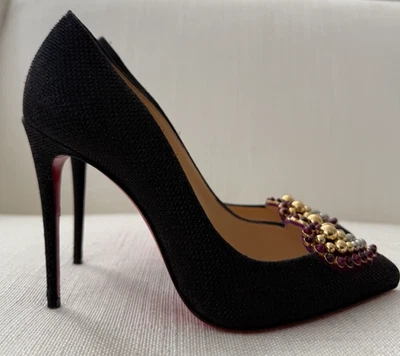 Christian Louboutin Coralta Mia 100 Glitter Jewelled Heart Heels Pumps Size 37 - Image 1 of 4
