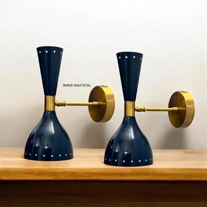 Pair of 2 Mid Century Handmade Brass Wall Scones Balcony ,Office, Loby, Porch - Picture 1 of 3