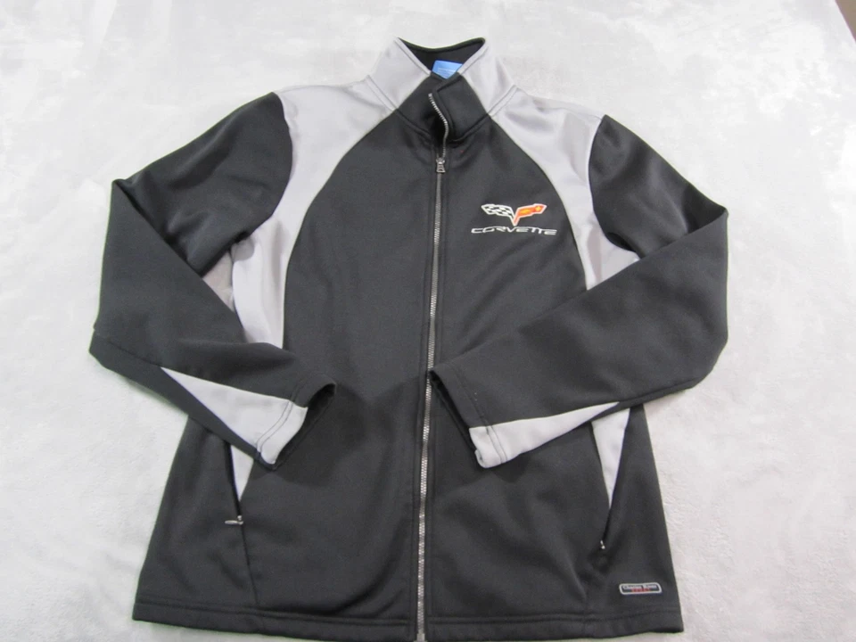 Corvette 夹克女式中号 Charles River Sport 全拉链黑色灰色 — 第 1/4 张图片