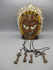 Vtg 50s Monarch Mitsumi Big Chief Carved Head Wood Wall 6 Transistor Radio Japan - Picture 1 of 20