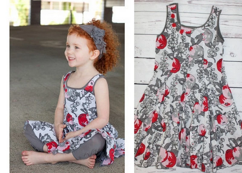 Vestido Eliane et Lena Boutique Virtual Apple Cinza Vermelho Paris Floral Menina Tamanho 10 - Imagem 1 de 4