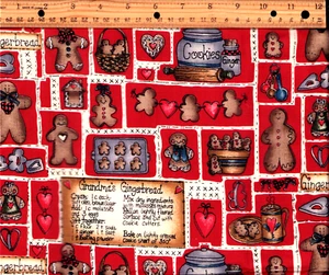 Vintage Dianna Marcum Gingerbread Cotton Fabric Quilting 3/4 yd x 44" Serged - Picture 1 of 2