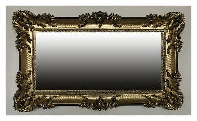 Grand Baroque Miroir Mural Miroir Baroque Ancien Ornementations Or Noir 96x57 - Photo 1/4