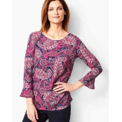 Blusa Talbots Tradicional Paisley Tres Cuartos Mangas Peplum Crepe Popover 1X Foto 1 de 4