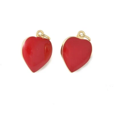10 piezas Dijes de latón esmaltado corazón colgante con anillo de salto día de San Valentín joyería hágalo usted mismo Foto 1 de 3