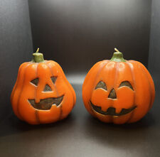 2 Russ Berrie & Co Pumpkin Greeters Halloween Jack O Lantern Pumpkin Candles