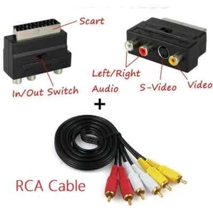 Scart to Video S-Video Audio Transfer Converter Adapter with RCA to RCA Cable - Picture 1 of 4