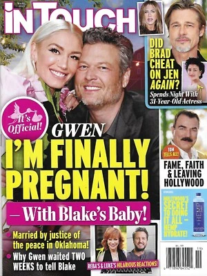 In Touch Magazine Gwen Stefani Blake Shelton Brad Pitt Tom Selleck Royals 2020 - Image 1 of 4