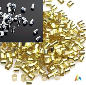 500x TUBE CRIMP METAL GOLD SILVER PLATED 1.5 2mm STOPPER BEADS FINDINGS - Picture 1 of 1