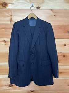 Vintage Pierre Cardin 3 Piece Suit Mens 40 Wool Pants 36 X 28 Navy Striped Union - Picture 1 of 24
