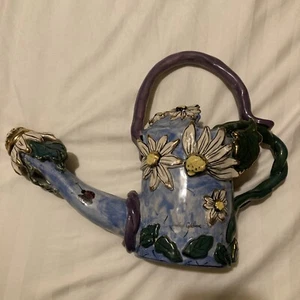 Clay Works Water Pitcher w/Handle Daisy Beverage Flower Vintage - Picture 1 of 12