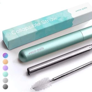 Collapsible Straw Travel Straw With Soft Silicone Mouthpiece Reusable Straws Wit - Picture 1 of 5