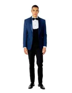 Men’s 3 Piece Wedding Suit Dinner Party Tailored Fit Prom Tuxedo Jacket - Picture 1 of 10