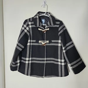 Gap Girls Checked Wool Blend Toggle Coat new size 5 EUC - Picture 1 of 7