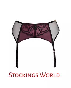 Gossard VIP Indulgence Suspender Belt Womens Sexy Suspenders Black/Plum NEW Med - Picture 1 of 6