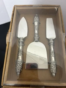 Neu Pier 1 Imports Silber Metall Wurstwaren Alte Welt 3 Stück Käsemesser Set - Bild 1 von 6