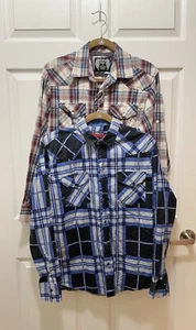 Men's Button Long Sleeve Shirts Size M Plaid Lot of 2 - Picture 1 of 10