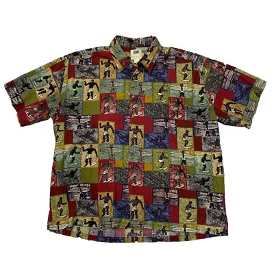 Camisa Tribal Abstracta Hawaiana Kahala Colección Avi Hecha a Mano De Colección 2XL SURFING Foto 1 de 4