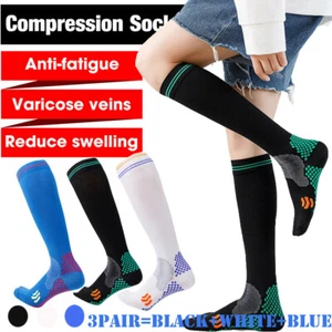 3 Pk Orthotics Compression Socks for Men Women Knee High Medical Stockings S-XXL - Picture 1 of 15