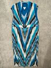 Chicos Womens Maxi Dress 4  Us 20 Xxl Blue Chevron Stripe Long Sleeveless Knit