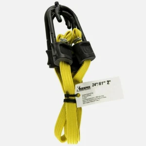 Keeper 24" Yellow FLAT BUNGEE CORD 2pc UV Protected Premium Grade Rubber A06121Z - Picture 1 of 2
