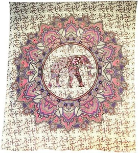 Tagesdecke Elefant im Lotuskreis pink 235x200cm Überwurf indische Decke Vorhang - Picture 1 of 1