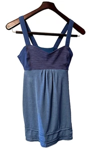 LULULEMON YOGA RUNNING BLUE STRETCH SHELF BRA TANK TOP WOMEN'S SIZE 8 - Picture 1 of 3