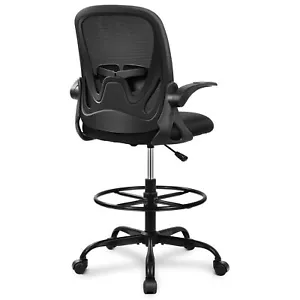 Primy Drafting Chair Tall Office Chair with Flip-up Armrests Executive Ergonomic - Picture 1 of 8