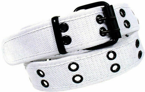 Premium Double Row Grommet Belt 2 Hole Pick Canvas Web Stud Biker Punk Goth Emo - Image 1 of 1