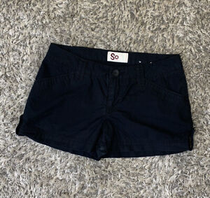 So Chino Shorts Women's/juniors Size 5 Black Flat front 100% Cotton Bermuda GUC 