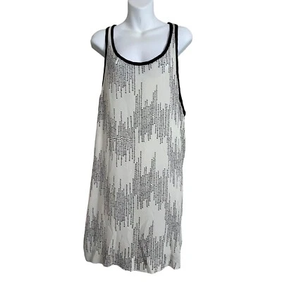 Edun 100% Silk Dress Size M Sleeveless Ivory Black Dots Lined - Imagem 1 de 4