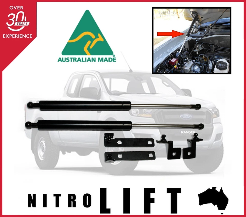 NITRO LIFT BONNET GAS STRUT CONVERSION KIT FORD PJ PK RANGER 2006-2011 HOOD. - Image 1 of 1