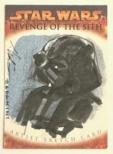 STAR WARS: SELTENE KÜNSTLER-SKIZZENKARTE DARTH VADER JAMES HODGKINS RACHE DER SITH - Bild 1 von 2